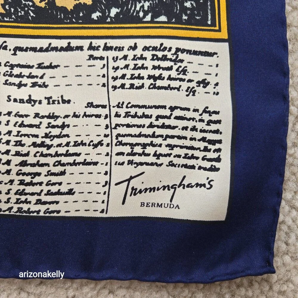Trimingham Bermuda 1842-2005 Vintage Silk Scarf Hand-Rolled Flawless Map History
